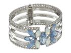 Guess Wide Hinge Cuff With Stones Bracelet (silver/blue/white Opal) Bracelet