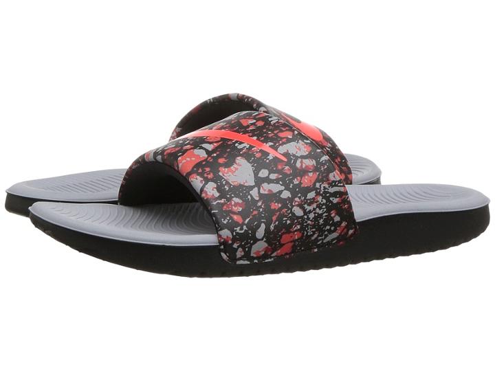 Nike Kids Kawa Slide Print (little Kid/big Kid) (black/bright Crimson/wolf Grey) Boys Shoes