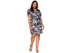 B Collection By Bobeau Plus Size Aniyah Twist Front Woven Dress (tropical Print) Women's Dress