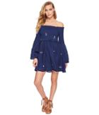 Free People Counting Daisies Embroidered Mini Dress (blue Combo) Women's Dress