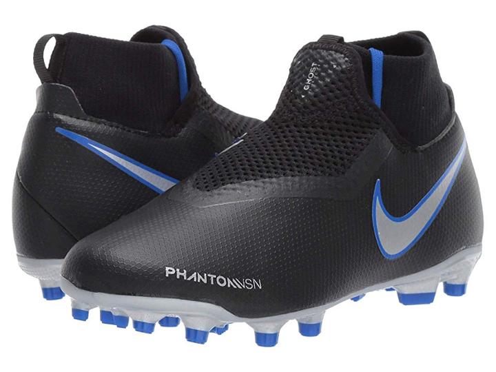 Nike Kids Jr Phantom Vision Academy Df Fg/mg Soccer (little Kid/big Kid) (black/metallic Silver/racer Blue) Kids Shoes