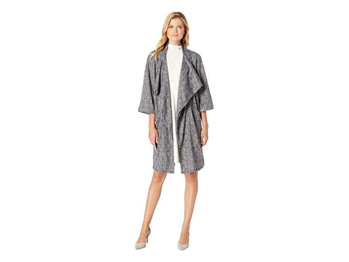 B Collection By Bobeau Petra Plaid Cozy Duster (black Plaid) Women's Clothing