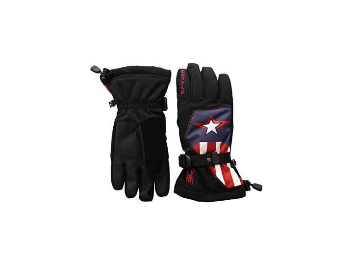 Spyder Kids Marvel Overweb Gloves (little Kids/big Kids) (black/captain America) Extreme Cold Weather Gloves