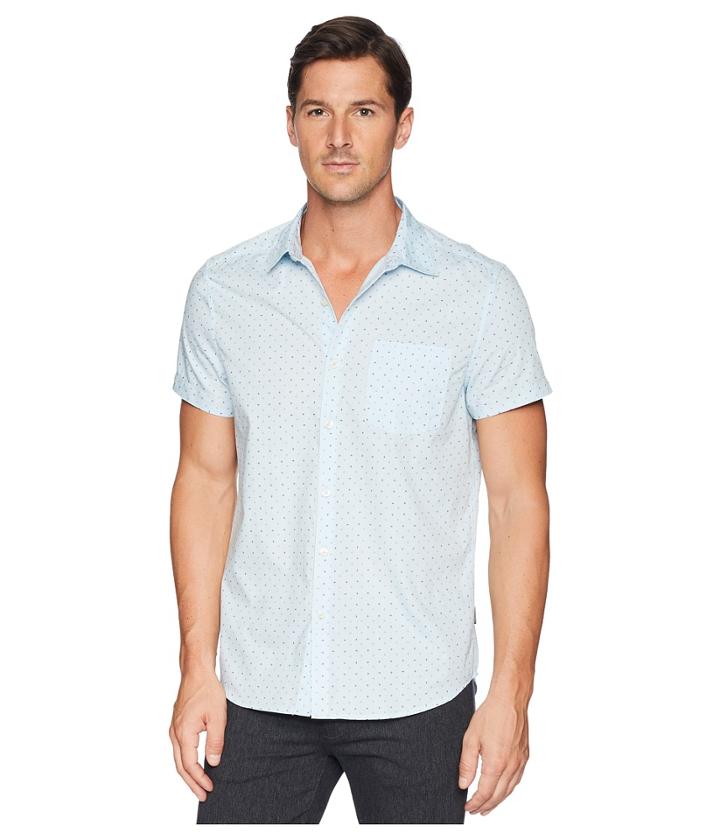 Kenneth Cole New York Short Sleeve Ditsy Print (dusty Blue) Men's Clothing