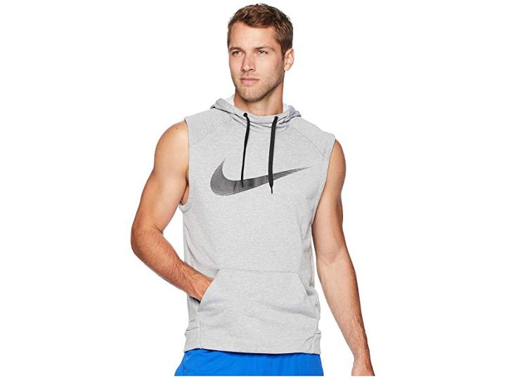 Nike Dry Hoodie Sleeve Pullover Pocket (dark Grey Heather/black) Men's Clothing