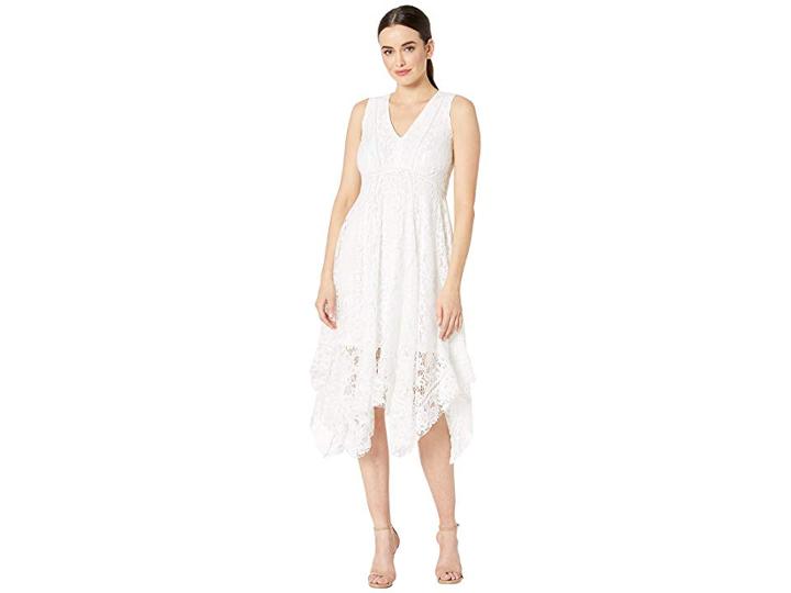 Taylor Sleeveless Lace Hankerchief Hem Dress (white) Women's Dress
