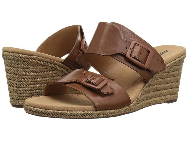 Clarks Lafley Devin (dark Tan Leather) Women's Wedge Shoes