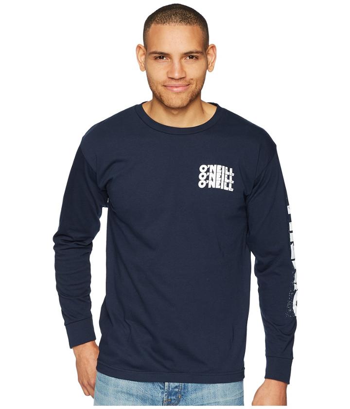 O'neill Packed Long Sleeve Screen Tee (navy) Men's T Shirt
