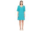 Eileen Fisher V-neck Short Dress (turquoise) Women's Dress