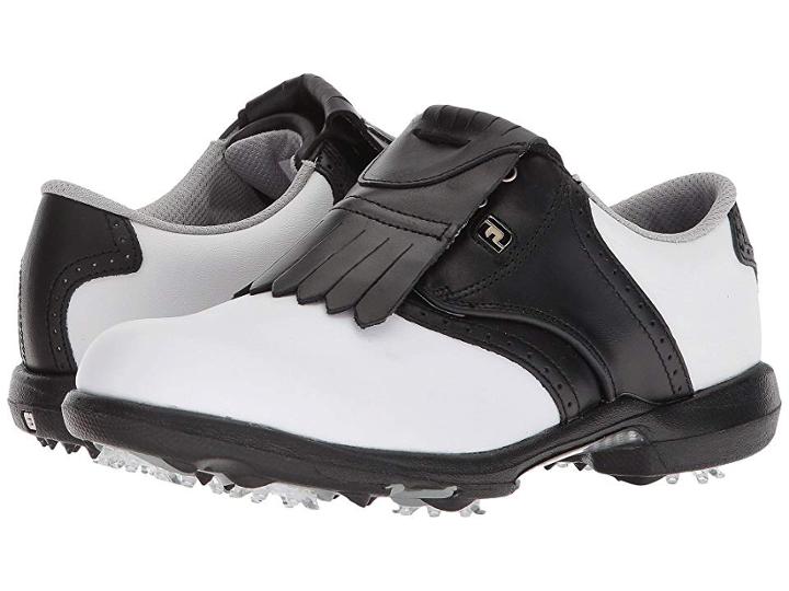 Footjoy Dryjoys Cleated Traditional Blucher Saddle (white/black) Women's Golf Shoes