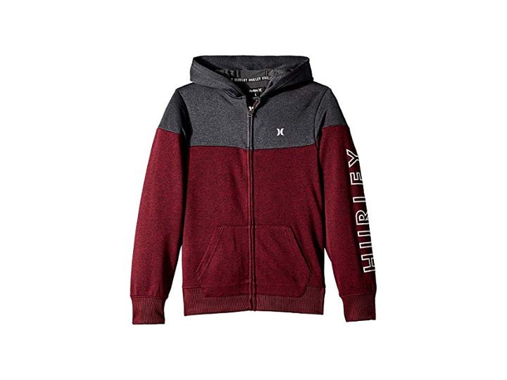Hurley Kids Dri-fit Solar Zip Front Hoodie (big Kids) (deep Maroon Heather) Boy's Clothing