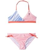 Tommy Hilfiger Kids Pattern Mix Two-piece Swimsuit (little Kids) (candy Coral) Girl's Swimwear Sets