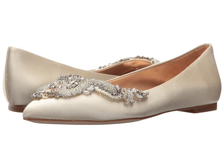 Badgley Mischka Malena (ivory Satin) Women's Flat Shoes