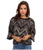 Free People Superstar Pullover Sweater (black Combo) Women's Sweater