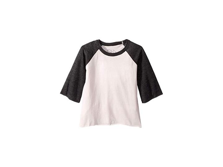 Chaser Kids Extra Soft Jersey Flounce Sleeve Baseball Raglan Tee (little Kids/big Kids) (pinky/black) Girl's T Shirt