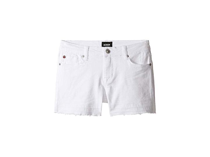 Hudson Kids 3 Fray Shorts In White (big Kids) (white) Girl's Shorts