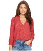 Lucky Brand Peasant Top (earth Red) Women's Long Sleeve Pullover