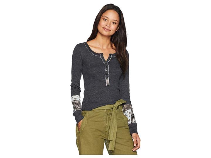 Free People Railroad Henley (black) Women's Clothing