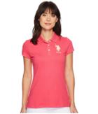 U.s. Polo Assn. Neon Logos Short Sleeve Polo Shirt (rose Tropica) Women's Short Sleeve Knit