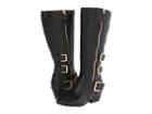 Naya Frankie Wide Calf (black Wide Shaft Leather) Women's Zip Boots