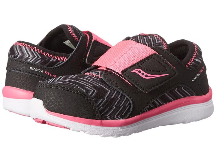Saucony Kids Kineta A/c (toddler) (black/silver/herringbone) Girls Shoes