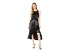 Taylor Satin Sleeveless Ruffle Hem Tie Sash Dress (black) Women's Dress