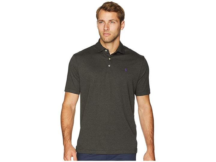 Polo Ralph Lauren Pima Polo Short Sleeve Knit (dark Charcoal Heather) Men's Clothing