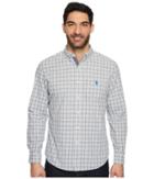 U.s. Polo Assn. Classic Fit Stripe, Plaid Or Print Long Sleeve Sport Shirt (heather Grey) Men's Clothing