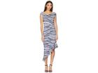 Nicole Miller Off Shoulder Dress (blue/white) Women's Dress