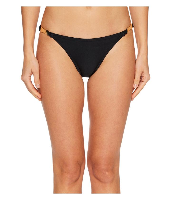 Kate Spade New York Crescent Bay #74 Shirred Bikini Bottom W/ Bow Hardware (black) Women's Swimwear