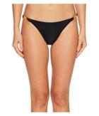 Kate Spade New York Crescent Bay #74 Shirred Bikini Bottom W/ Bow Hardware (black) Women's Swimwear
