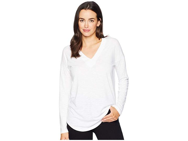 Lilla P Double V-neck Tunic (white) Women's Long Sleeve Pullover