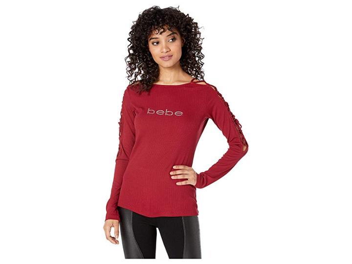 Bebe Lace-up Sleeve Top (rhubarb) Women's Blouse