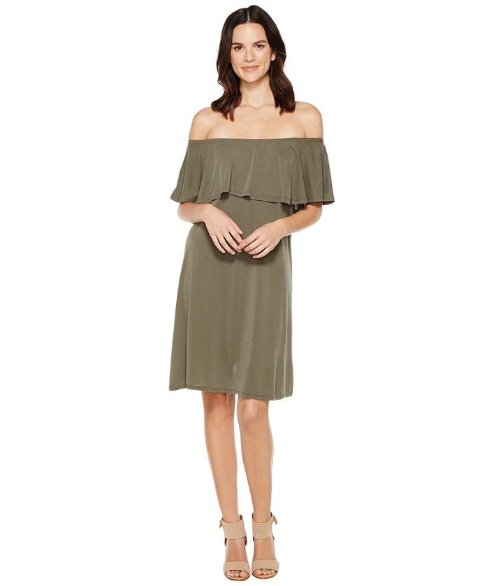 Brigitte Bailey Ayaka Off The Shoulder Dress (olive) Women's Dress