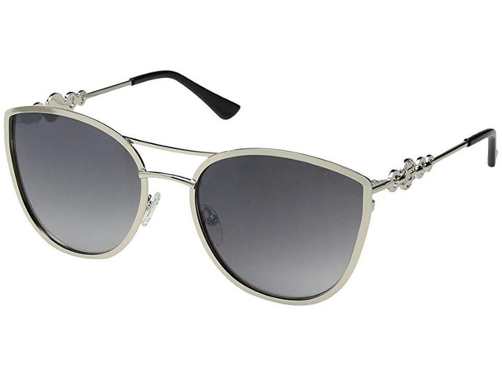 Guess Gf6053 (shiny Silver/black/smoke Gradient/light Flash Lens) Fashion Sunglasses