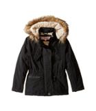 Urban Republic Kids Peach-finish Microfiber Jacket W/ Detachable Faux Fur Hood (little Kids/big Kids) (black) Girl's Coat