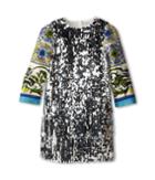 Dolce & Gabbana Graphic Print Sequin Shift Dress (big Kids) (silver) Women's Dress