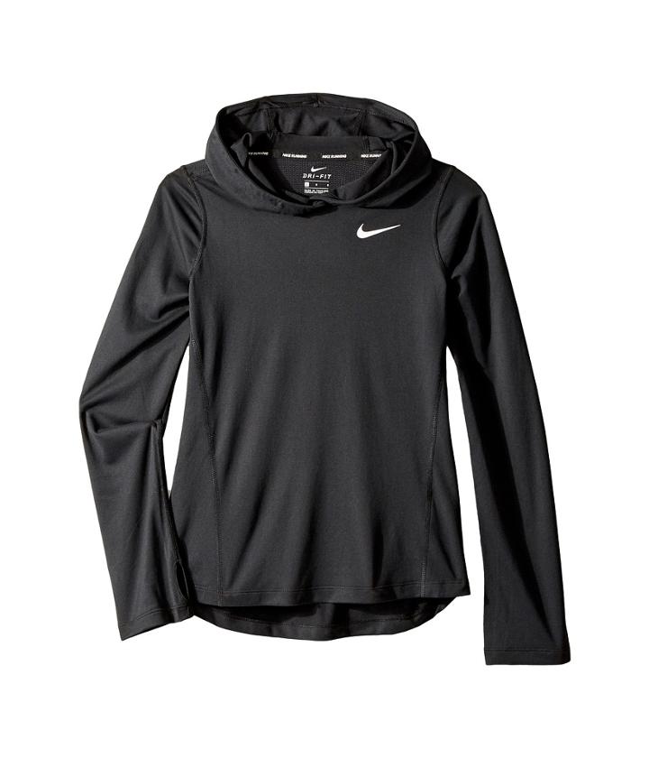 Nike Kids Running Hoodie (little Kids/big Kids) (black) Girl's Clothing