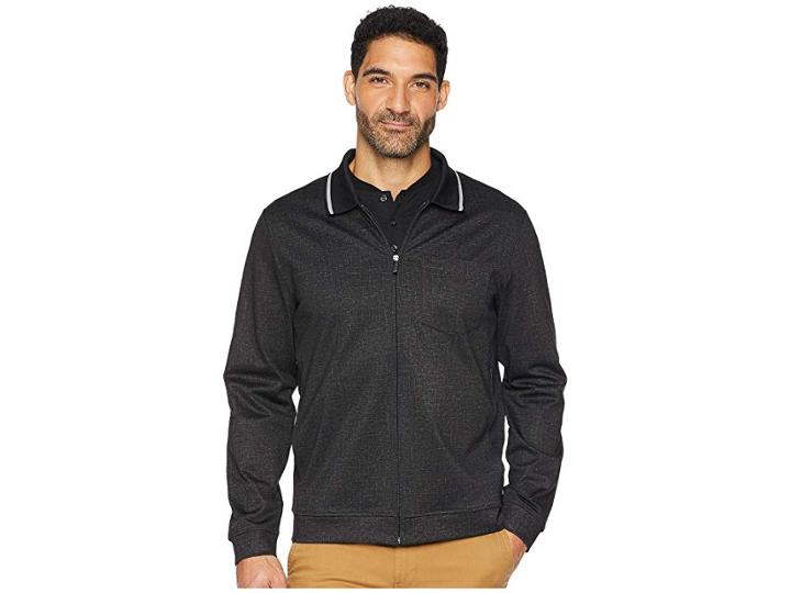 Perry Ellis Heathered Full Zip Jacket (black) Men's Coat