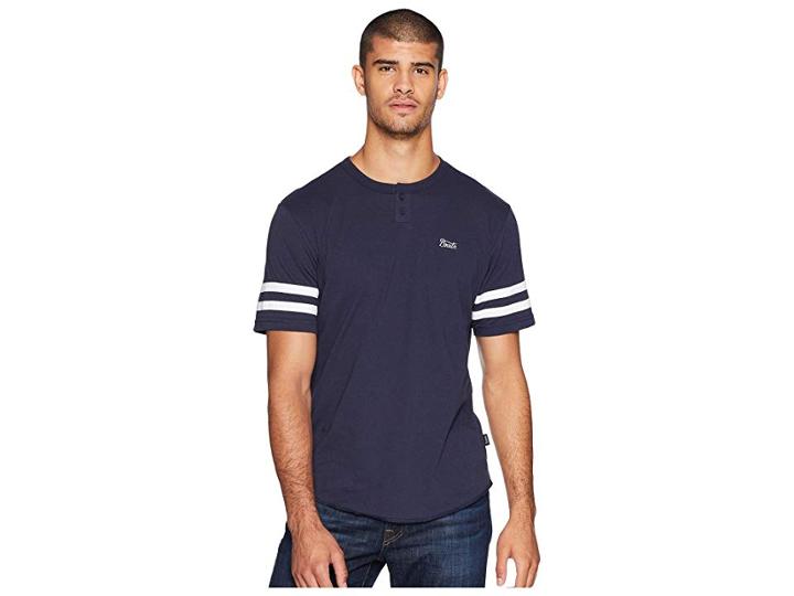 Brixton Potrero Ii Short Sleeve Henley (navy/white) Men's Clothing