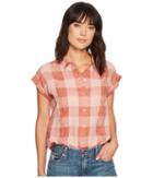 Lucky Brand Plaid Short Sleeve Top (pink Multi) Women's Short Sleeve Button Up