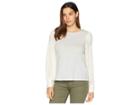Two By Vince Camuto Long Sleeve Smocked Shoulder Mix Media Slub Top (grey Heather) Women's Clothing