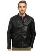 Marc New York By Andrew Marc Watkins Distressed Faux Leather Moto Jacket With Quilted Sleeves (black) Men's Coat