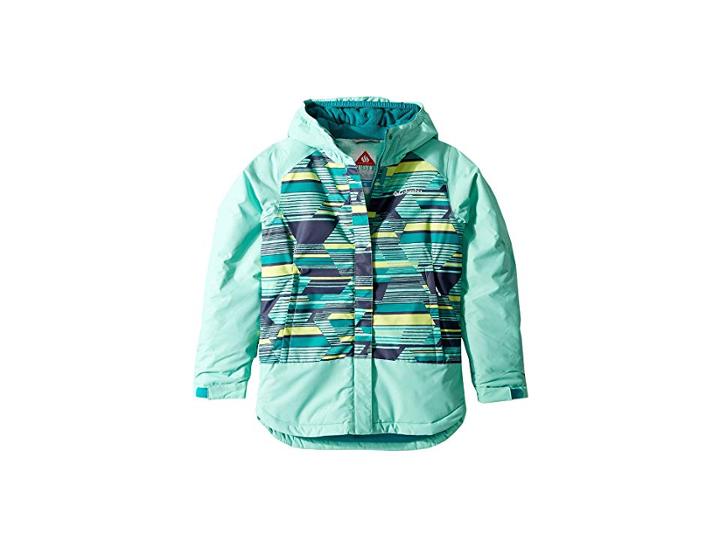 Columbia Kids Mighty Mogultm Jacket (little Kids/big Kids) (pixie Geo Print/emerald) Girl's Coat