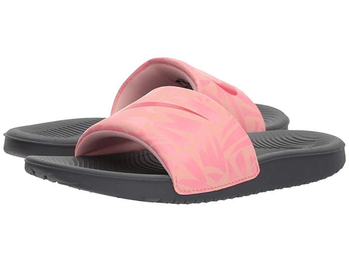 Nike Kids Slide Print (little Kid/big Kid) (dark Grey/tropical Pink/coral Chalk) Girls Shoes