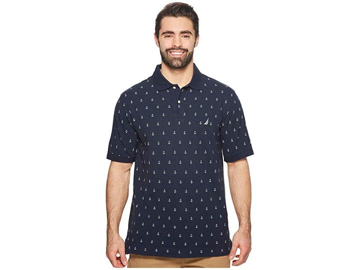 Nautica Big & Tall Big Tall Printed Deck Polo (navy) Men's Clothing