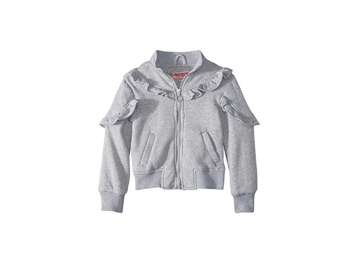 Urban Republic Kids Selena Fleece Bomber Jacket W/ Ruffles (little Kids/big Kids) (grey) Girl's Jacket