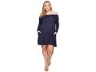 Kari Lyn Plus Size Felicia Off Shoulder Dress (navy) Women's Dress