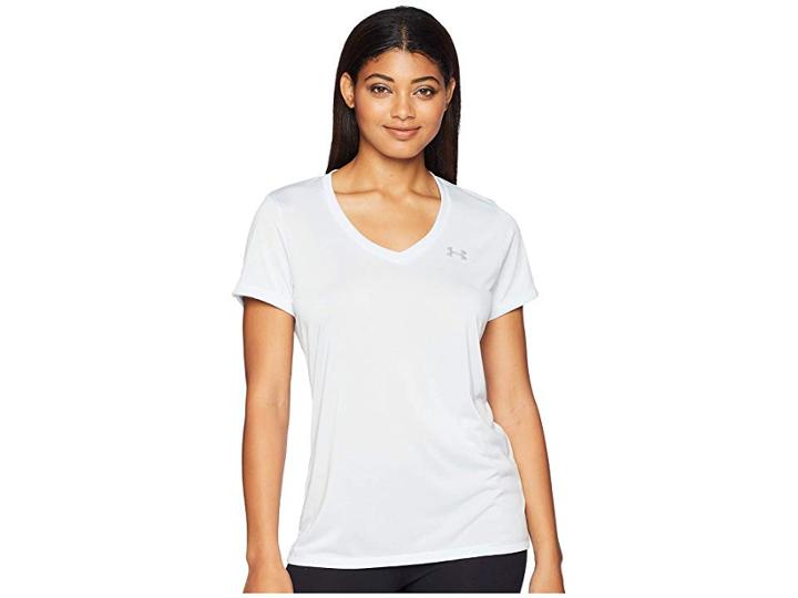 Under Armour Ua Techtm Twist V-neck (halogen Blue/metallic Silver) Women's Short Sleeve Pullover