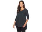 Nally & Millie Brushed Rib Pleat Back Long Sleeve Tunic (teal) Women's Blouse